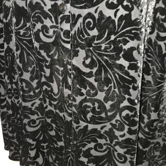 VTG Laura Ashley Black Velvet Burnout Top PLUS Sz 24W Blouse Floral Whimsigoth - Picture 5 of 16